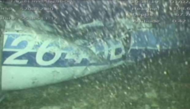 The wreckage of the missing aircraft carrying soccer player Emiliano Sala is seen on the seabed near Guernsey