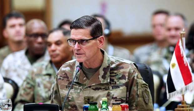 In this file photo taken on September 12, 2018 Commander of United States Central Command Joseph Leonard Votel, speaks during a meeting with the Gulf cooperation council's armed forces chiefs of staff in Kuwait City. AFP