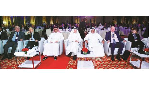 HE Akbar al-Baker with other dignitaries attending the 'CAPA Qatar Aviation, Aeropolitical and Regulatory Summit' at the Sheraton Doha yesterday.