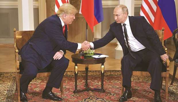 Trump and Putin at the Helsinki summit. Both the US and Russia want to free themselves from all nuclear-arms limitations u2013 not to face off against each other, but because they now regard China as their true nuclear adversary.