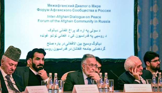Participants attend the opening of the two-day talks of the Taliban and Afghan opposition representatives at the President Hotel in Moscow