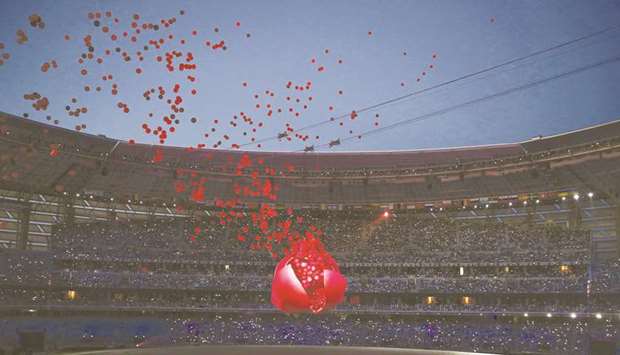 In this June 12, 2015, picture, balloons fly away during the opening ceremony of the 1st European Games in Baku, Azerbaijan. The first edition of the event was a lavish affair, costing several billion dollars as Azerbaijan spent heavily on new venues, transportation, athletesu2019 and media villages and grand ceremonies. (Reuters)