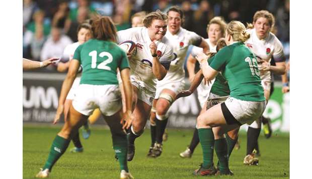 Englandu2019s Sarah Bern scored one of the eight tries in the 51-7 victory over Ireland in Dublin on Friday.
