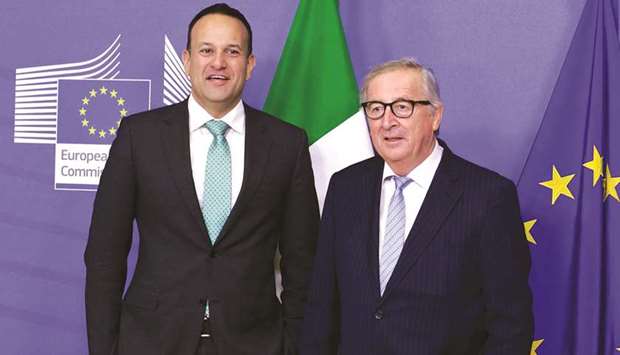 Irish Prime Minister Leo Varadkar (left) meets European Commission president Jean-Claude Juncker at the European Commission headquarters in Brussels yesterday.