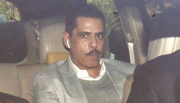 Businessman Robert Vadra arrives at the enforcement directorate office for questioning in a money laundering case in New Delhi yesterday.