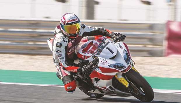 Saeed al-Sulaiti in action during the Superpole for the fourth round of the QSTK600 at the Losail International Circuit yesterday.