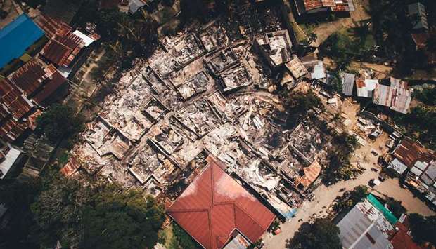 An aerial view of the aftermath of the fire.  Picture courtesy: Facebook page of the Province of Davao Oriental