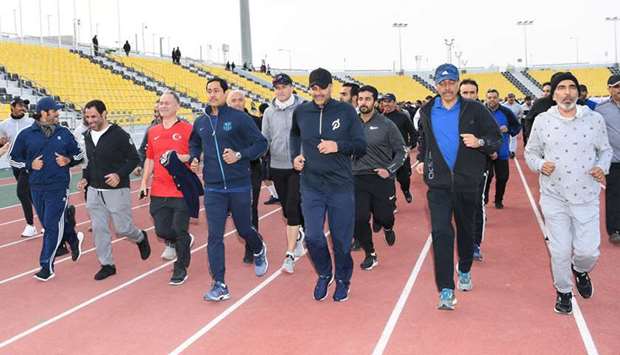 HE the Prime Minister and Minister of Interior Sheikh Khalid bin Khalifa bin Abdulaziz Al-Thani participates in Sport Day activities