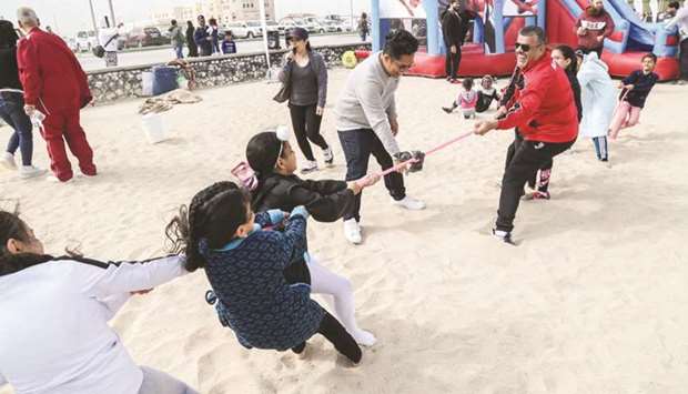 Kahramaa officials and employees along with their family members attended the National Sport Day celebrations.