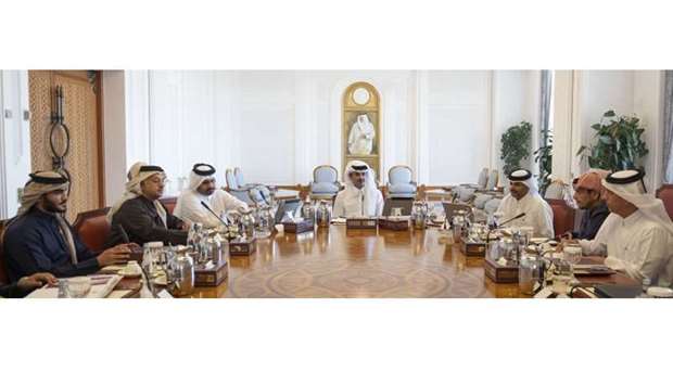 His Highness the Amir Sheikh Tamim bin Hamad Al-Thani presides over the Supreme Council for Economic Affairs and Investment, meeting