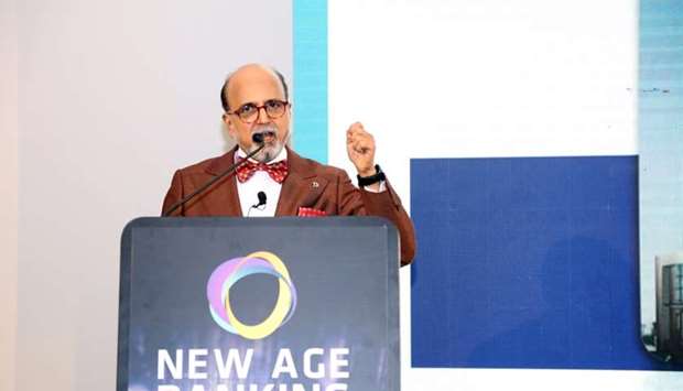 Seetharaman delivering the keynote address at the 13th edition of 'New Age Banking Summit Qatar 2020' in Doha