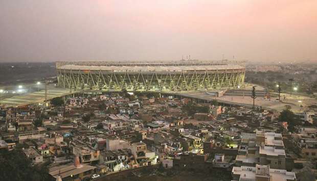 A general view of Sardar Patel Gujarat Stadium, where US President Donald Trump is expected to visit during his upcoming trip to India, in Ahmedabad.