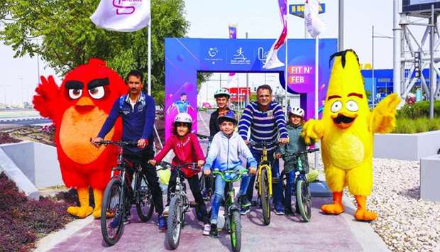 Cycling marathons for adults and children held at Doha Festival City on National Sport Day.