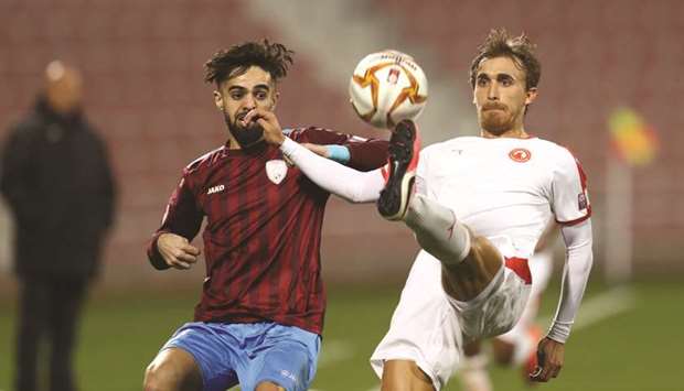 Action from the Ooredoo Cup quarter-final match between Al Arabi and Al Wakrah.
