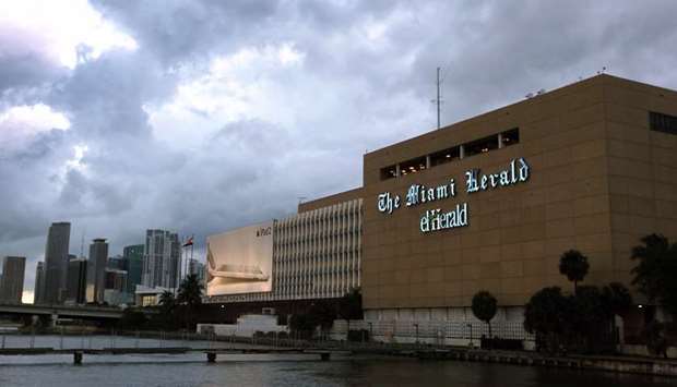 This file photo shows the Miami Herald building, owned by newspaper publisher McClatchy Company, in Miami. McClatchy, the second largest US newspaper group, announced yesterday that it is filing for bankruptcy protection in the latest sign of turmoil for the struggling media sector.