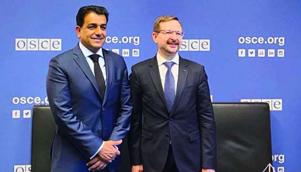 HE Dr Mutlaq bin Majed al-Qahtani during a meeting with OSCE secretary-general Thomas Greminger.