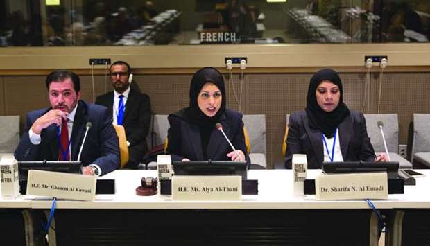 HE Sheikh Alya Ahmed bin Saif al-Thani led the Qatari delegation at the session