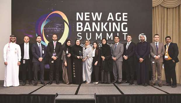 Rana al-Asaad, head of Personal Banking at Al Khaliji, with other winners of the New Age Banking & Finance Awards 2020.