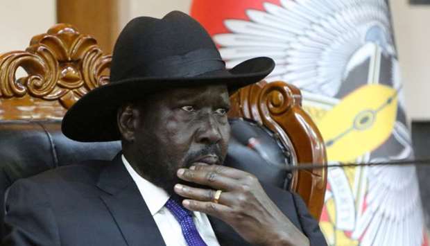 South Sudan's President Salva Kiir attends a meeting on the cutting of the number of states from 32 to 10, at the State House in Juba