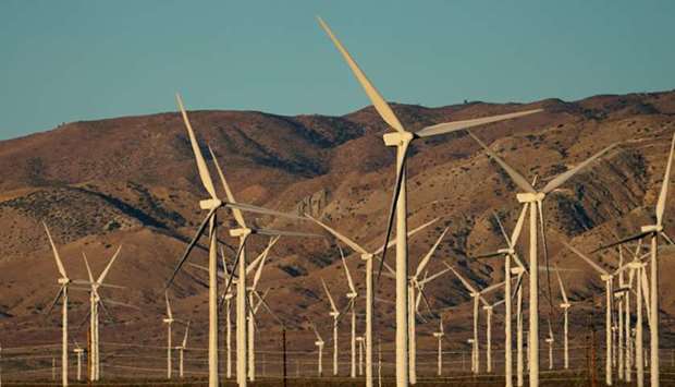 A wind farm in Movave, California.
