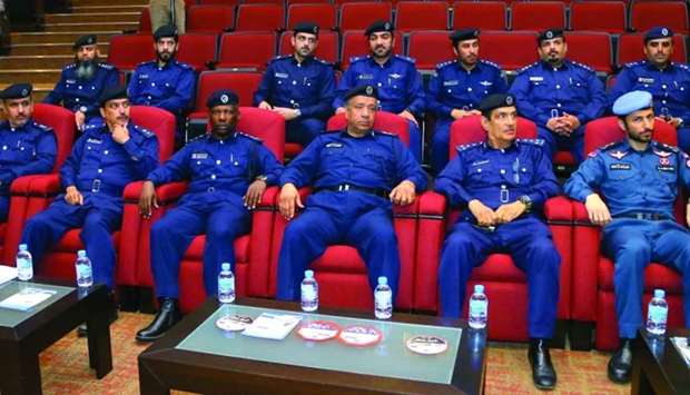 Major General Mohamed Saad al-Kharji, Director General of Traffic, and other officials at the press conference. PICTURE: Jayan Orma