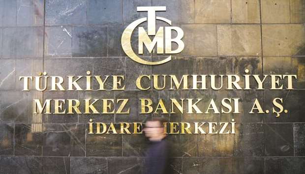 A man leaves Turkeyu2019s central bank headquarters in Ankara (file).