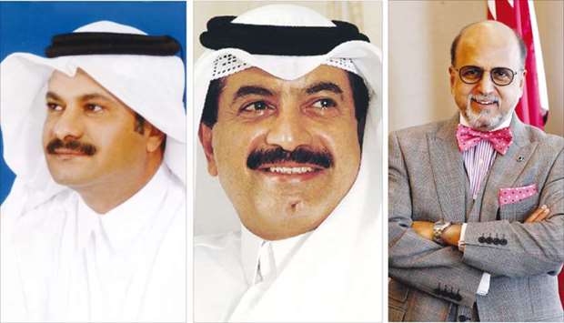 From left: Doha Bank chairman Sheikh Fahad bin Mohamed bin Jabor al-Thani; managing director Sheikh Abdul Rehman bin Mohamed bin Jabor al-Thani and group CEO Dr R Seetharaman.