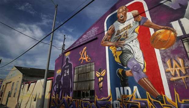 A mural depicting deceased NBA star Kobe Bryant and his 13-year-old daughter Gianna