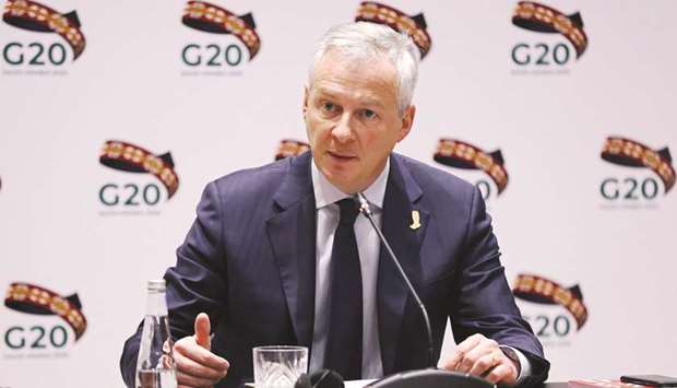 French Finance and Economy Minister Bruno Le Maire speaks during the G20 finance ministers and central bank governors meeting in Riyadh yesterday. The world economy is facing a clear slowdown and this slowdown might be reinforced by the so-called coronavirus, he said.