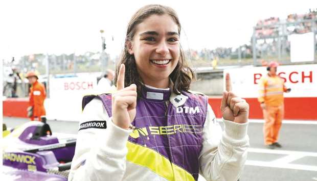 File photo of Jamie Chadwick of Great Britain celebrates after winning the W Series championship at Brands Hatch in West Kingsdown, Britain. (Reuters)