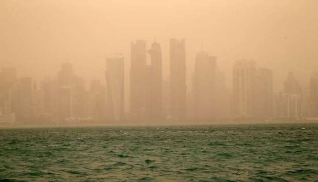 Dusty conditions in Doha yesterday. PICTURES: Jayaram and Shaji Kayamkulam