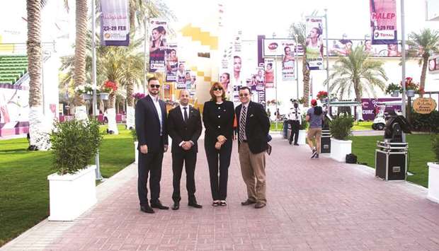 Canadian ambassador Stefanie McCollum and officials of the Canadian Business Council Qatar, led by CBCQ chairman Jacob Burke, at the Qatar Total Open 2020.