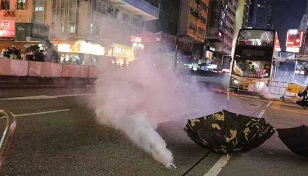 Hong Kong police fire tear gas