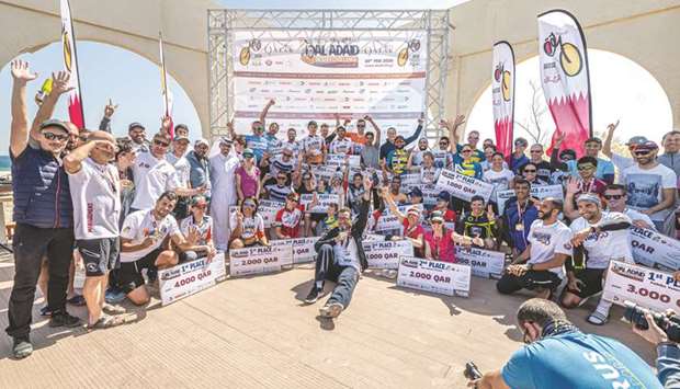 All the winners of the Al Adaid Desert Challenge 2020 pose with their prizes.