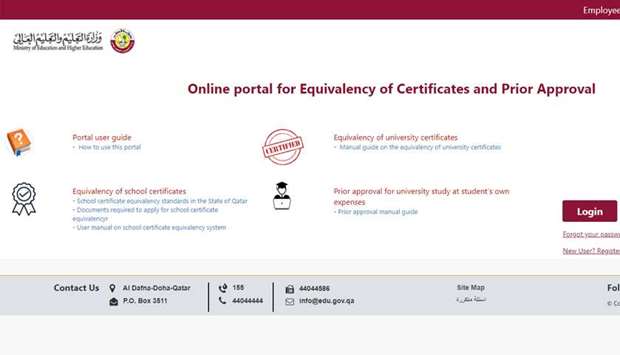 Electronic system for equivalence of school certificate