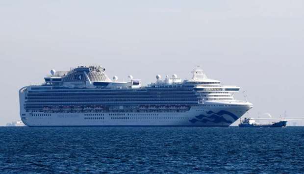 Cruise ship Diamond Princess is seen anchored off the Yokohama Port, after ten people on the cruise liner have tested positive for coronavirus in Yokohama, south of Tokyo, Japan
