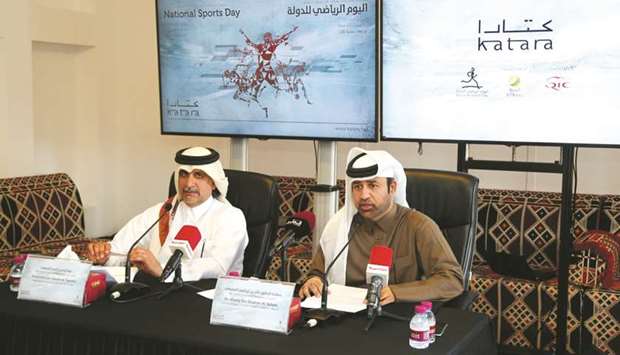 Dr Khaled bin Ibrahim al-Sulaiti and Abdulrahman al-Tamimi at the press conference.