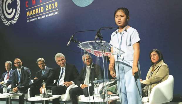 Activist Licypriya Kangujam speaks during the UN Climate Change Conference (COP25) in Madrid, Spain, December 10, 2019. PICTURE: Reuters / Susana Vera
