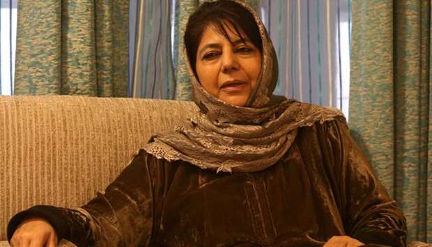 Former Jammu and Kashmir Chief Minister Mehbooba Mufti speaks during an interview with Reuters at her residence in Srinagar March 8, 2019
