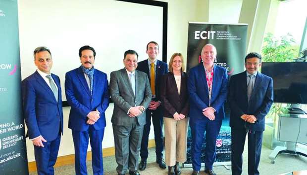 The Qatar Chamber delegation with British ambassador Ajay Sharma and officials from Northern Ireland.