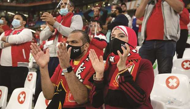 Ikrami Ahmad was joined by his wife, Eman, at the Education City Stadium during the FIFA Club World Cup match between Al Ahly and Al Duhail on February 4.