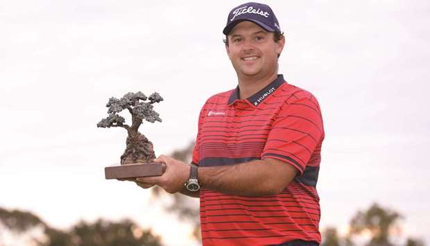 Patrick Reed poses with the winneru2019s trophy following the final round of the Farmers  Insurance Open golf tournament at Torrey Pines Municipal Golf Course in La Jolla, California. PICTURE: Orlando Ramirez-USA TODAY Sports