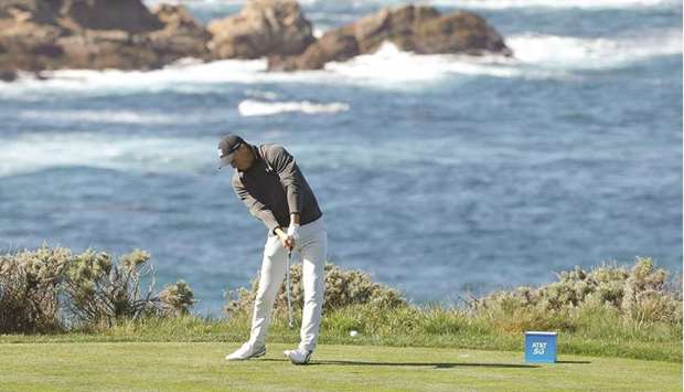 Jordan Spieth plays a shot during the second round of the Pebble Beach Pro-Am at  Spyglass Hill Golf Course. (AFP)