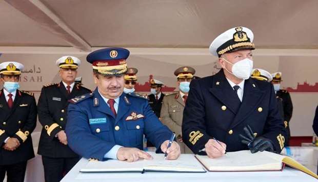 The launch took place in the presence of Major-General (Pilot) Mubarak bin Mohamed al-Kumait al-Khayarin, Deputy Chief of Staff for Administration and Logistics, and Rear Admiral Giorgio Lazio from the Italian Navy. 