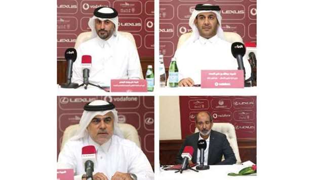 1. From Left (Clockwise): Qatar Equestrian Federation secretary-general Ali Yousef al-Rumaihi thanked the sponsors of the event yesterday.  2. Abdullah bin Ali al-Misnad, Director of Business Development Department at Vodafone Qatar. 3. Down LAl Emadi Enterprises CEO Mohamed al-Emadi. 4. Ahmed Abu Saad, the principal director of Lexus sales at Abdullah Abdulghani & Bros.