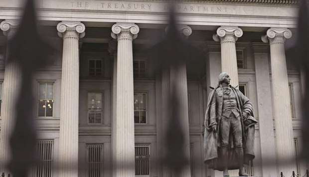 The US Treasury building in Washington, DC. Treasury yields rose to the highest in a year as rising energy costs and the outlook for more US government spending bolstered reflation trades.