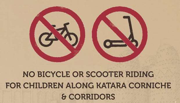 No cycling, scooter-riding by kids along Katara Cornichernrn