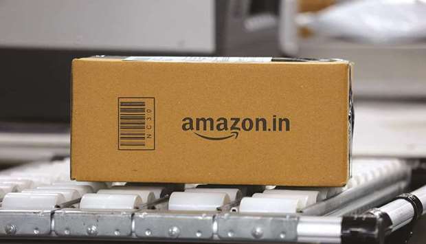 A shipment moves on a conveyor belt at an Amazon Fulfillment Centre on the outskirts of Bengaluru, India (file).
