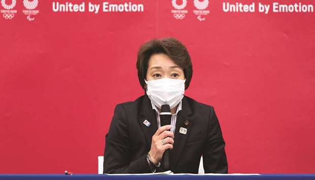 President of the Tokyo 2020 Olympics Organising Committee Seiko Hashimoto speaks during a news conference following the Tokyo 2020 Executive Board meeting in Tokyo yesterday. (Reuters)