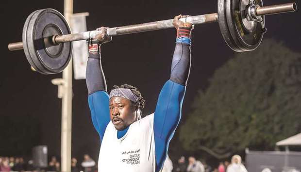 Christopher Oketch in action during Qatar Strongest Man competition. PICTURES: Aspire Zone Foundation